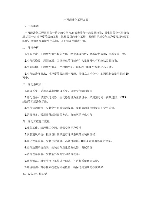十万级净化工程方案