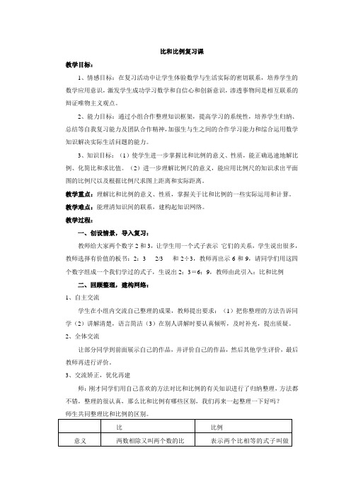 比和比例复习课教案