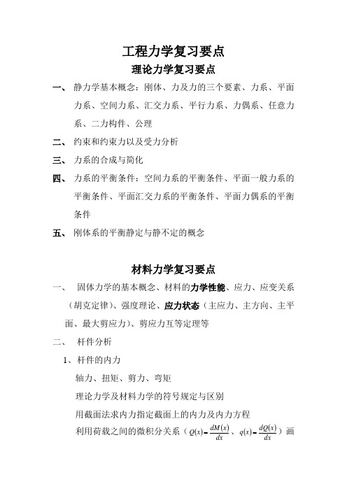 工程力学复习要点