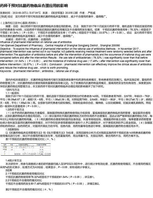 药师干预对抗菌药物临床合理应用的影响