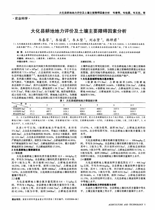大化县耕地地力评价及土壤主要障碍因素分析
