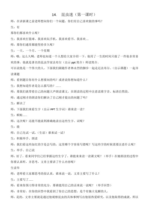 《昆虫迷》优秀教案