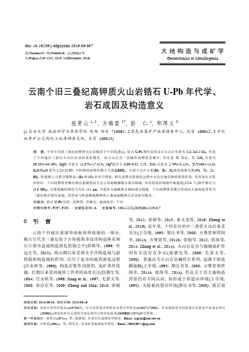 云南个旧三叠纪高钾质火山岩锆石u-pb年代学、岩石成因及构造意义