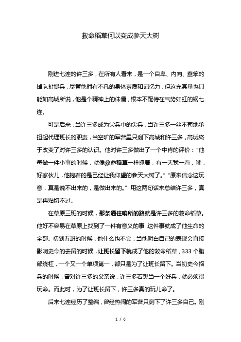 救命稻草何以变成参天大树