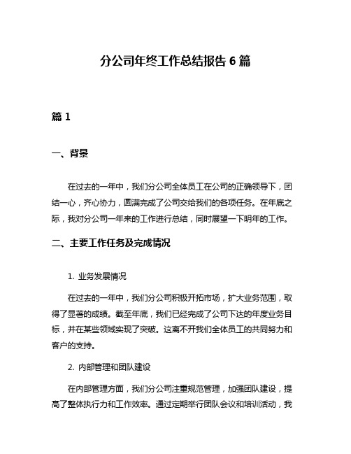 分公司年终工作总结报告6篇