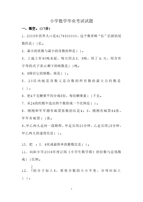 小升初考试试题(含答案)(2020年整理).pdf