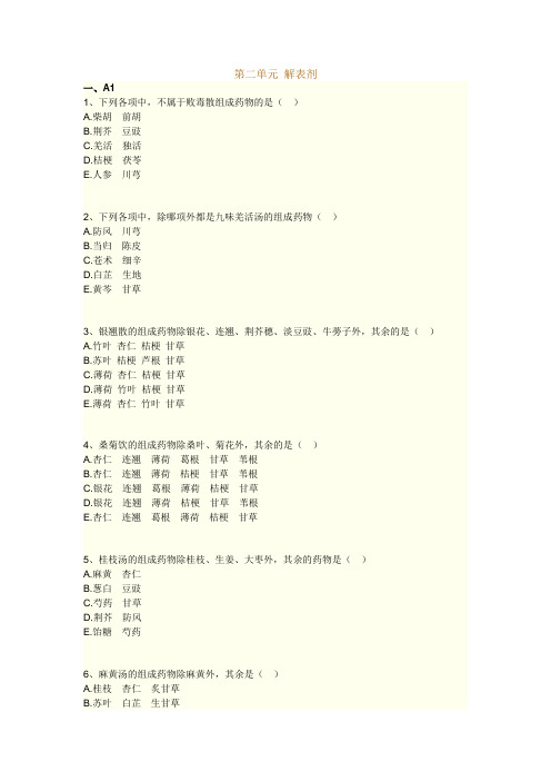 执业药师考试知识题库--方剂学-- 解表剂