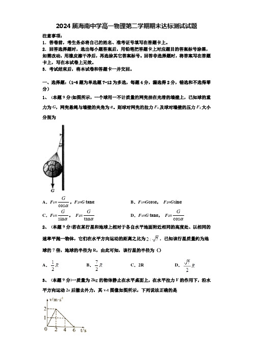 2024届海南中学高一物理第二学期期末达标测试试题含解析