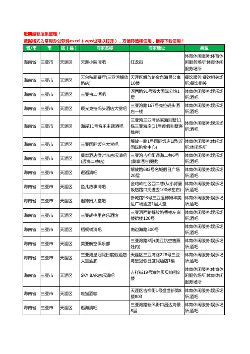 2020新版海南省三亚市天涯区酒吧工商企业公司商家名录名单黄页联系方式大全42家