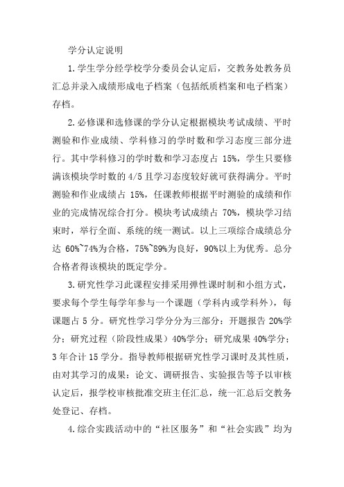 学分认定说明