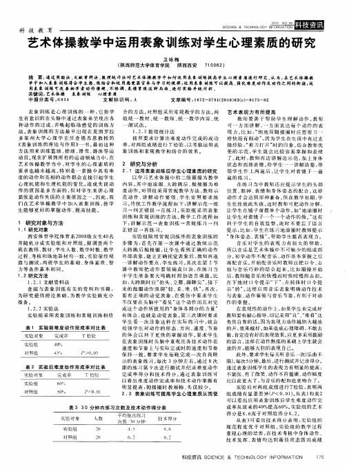 艺术体操教学中运用表象训练对学生心理素质的研究