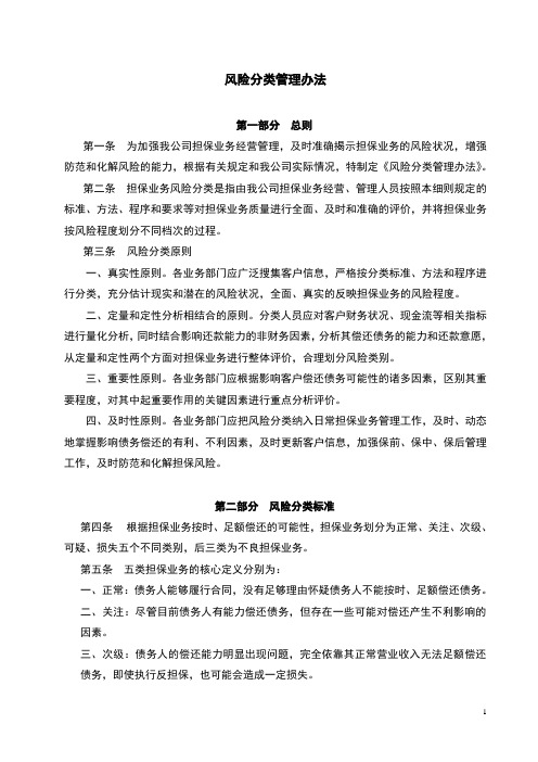 风险分类管理办法