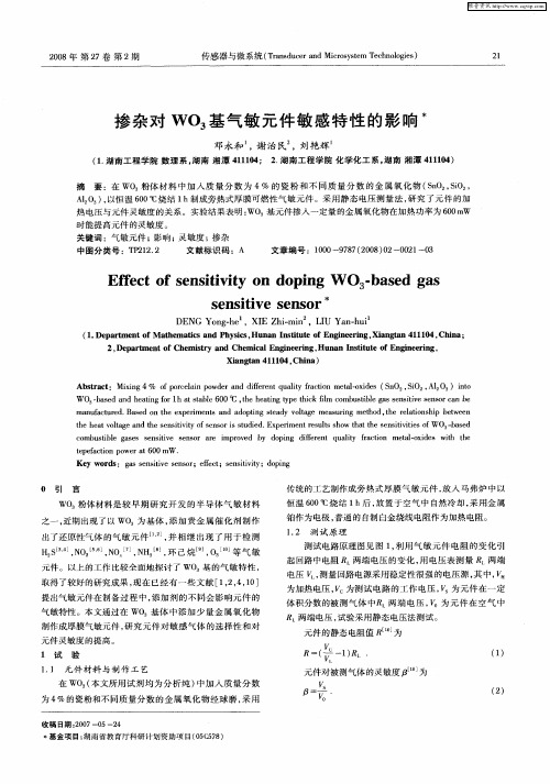 掺杂对WO3基气敏元件敏感特性的影响