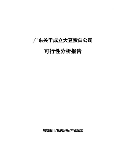 广东关于成立大豆蛋白公司可行性分析报告