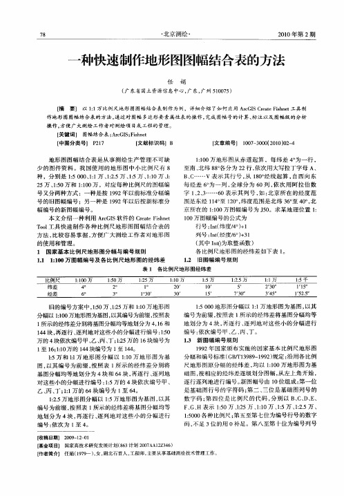 一种快速制作地形图图幅结合表的方法