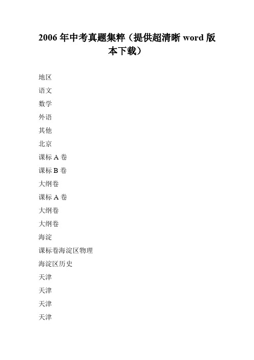 2006年中考真题集粹(提供超清晰word版本下载)