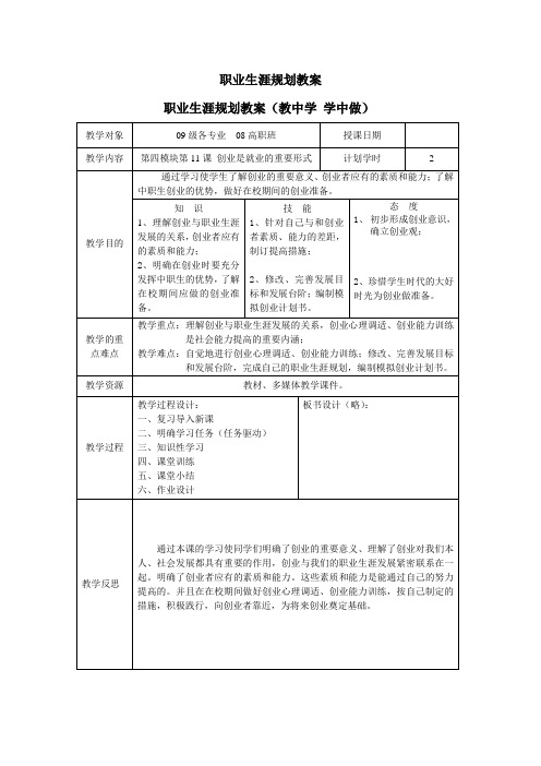 中职职业生涯规划第十一课