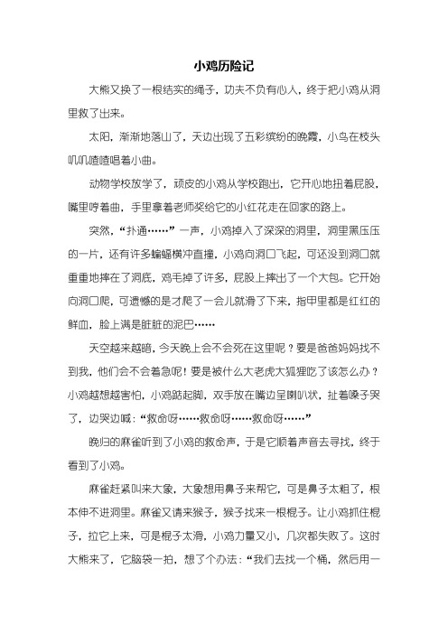 五年级作文：小鸡历险记作文700字