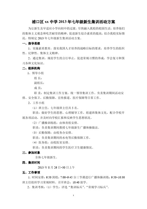 2013集训活动方案
