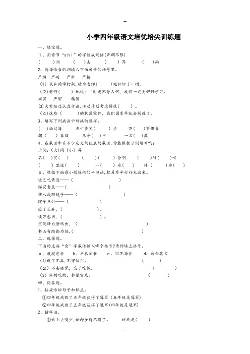 小学四年级语文培优培尖训练题