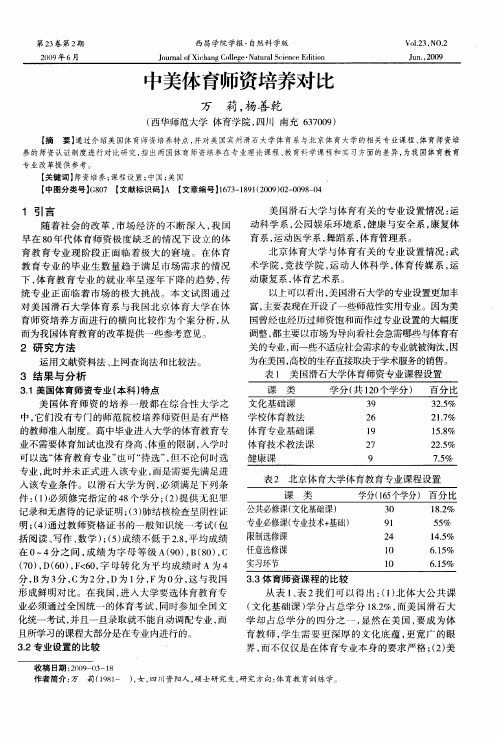 中美体育师资培养对比