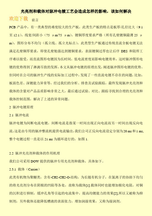 光亮剂和载体对脉冲电镀工艺会造成怎样的影响,该如何解决
