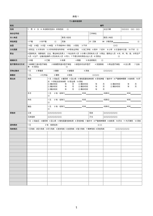 健康管理师个人基本信息表