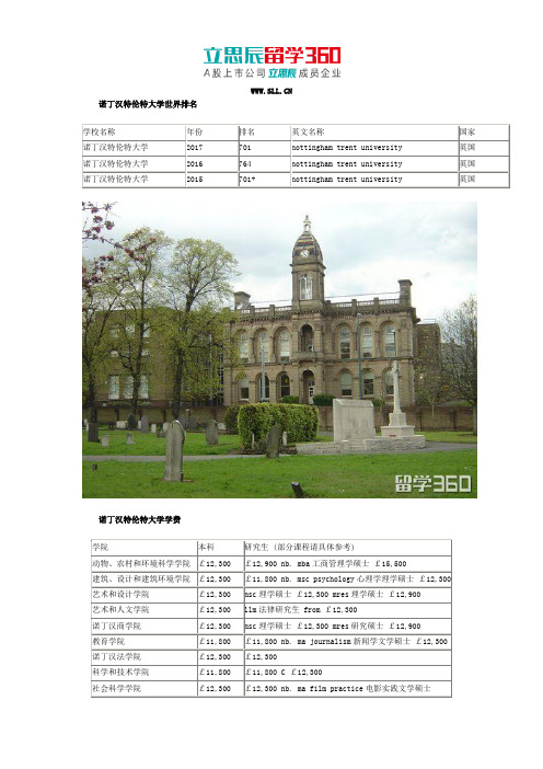 诺丁汉特伦特大学世界排名