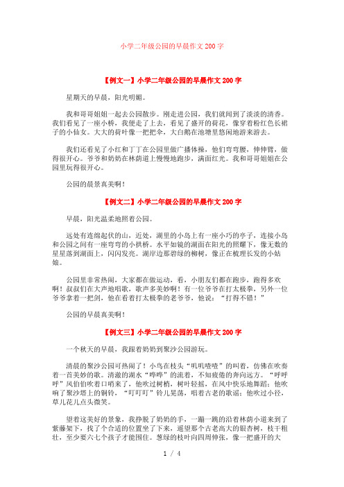 小学二年级公园的早晨作文200字