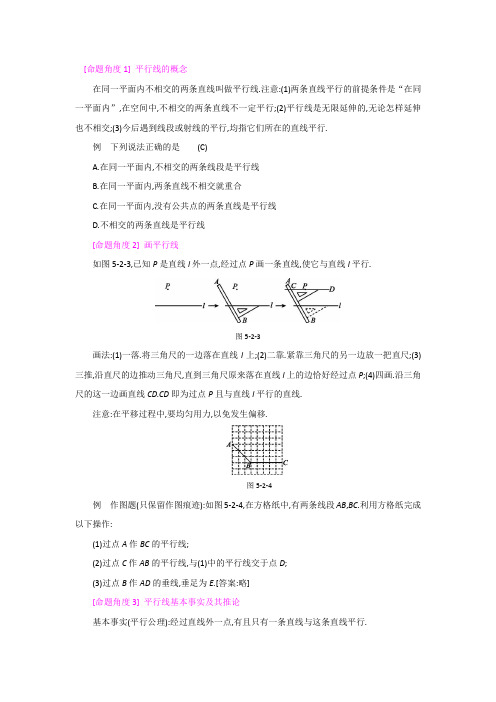 人教版七年级数学下册5.2.1平行线 专题复习