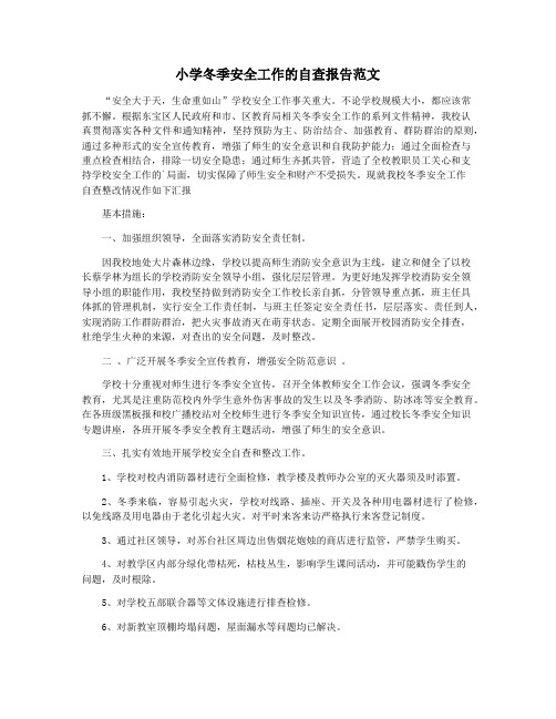 小学冬季安全工作的自查报告范文