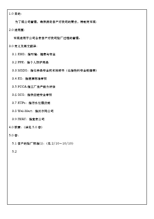 沃尔玛客户验厂标准书