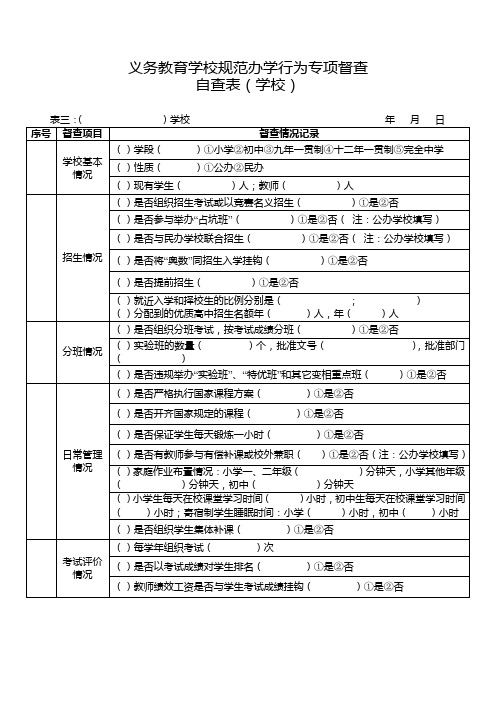 义务教育学校规范办学行为专项督查