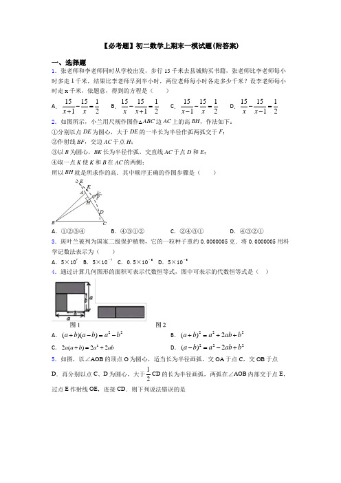 【必考题】初二数学上期末一模试题(附答案)
