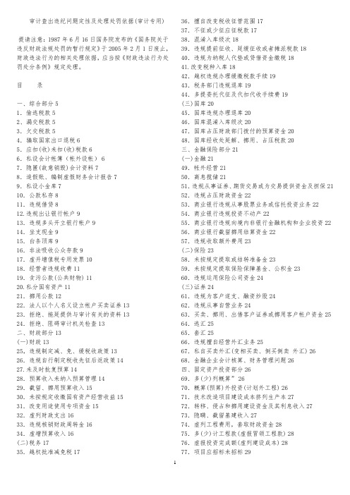 违纪问题定性及处理处罚依据