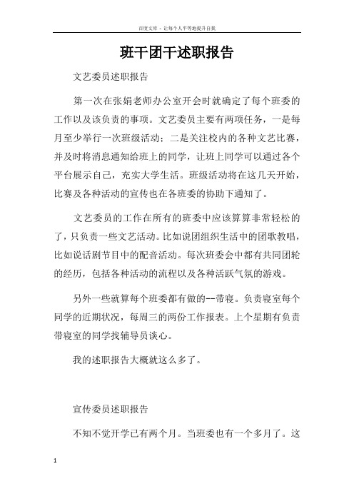 班干团干述职报告