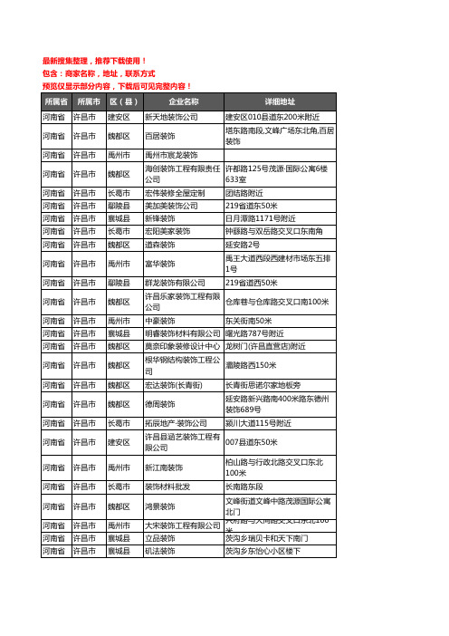 新版河南省许昌市装修公司企业公司商家户名录单联系方式地址大全538家