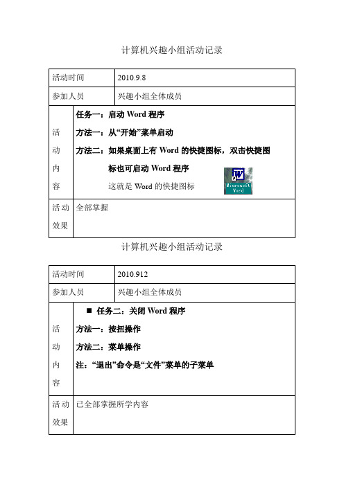 计算机兴趣小组活动记录