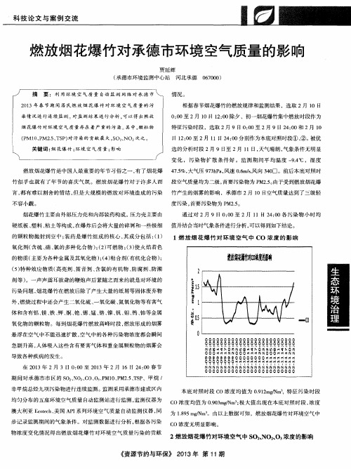 燃放烟花爆竹对承德市环境空气质量的影响