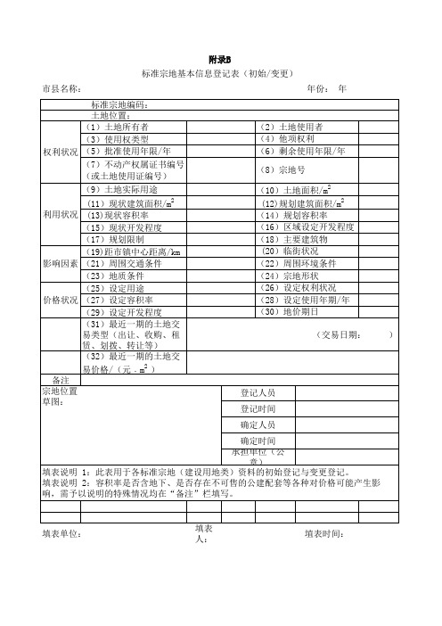 附录标准宗地基本信息登记表(初始变更)