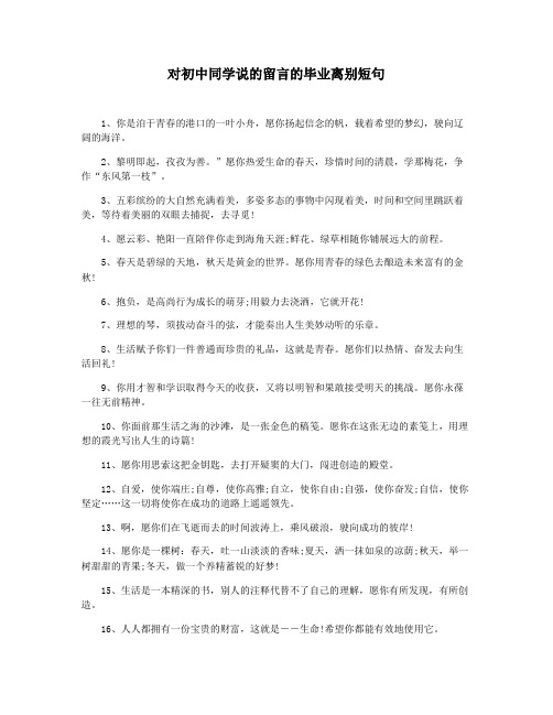对初中同学说的留言的毕业离别短句
