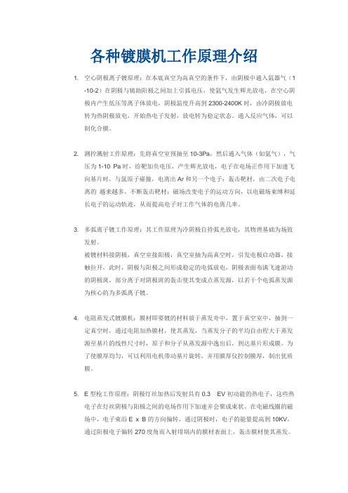各种镀膜机工作原理介绍