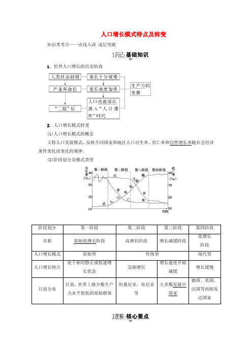 高中地理 第一单元 第一节《人口增长与人口问题》人口增长模式特点及转变素材 鲁教版2 精