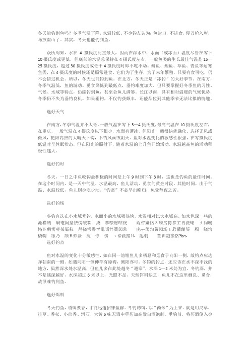 冬天能钓到鱼吗