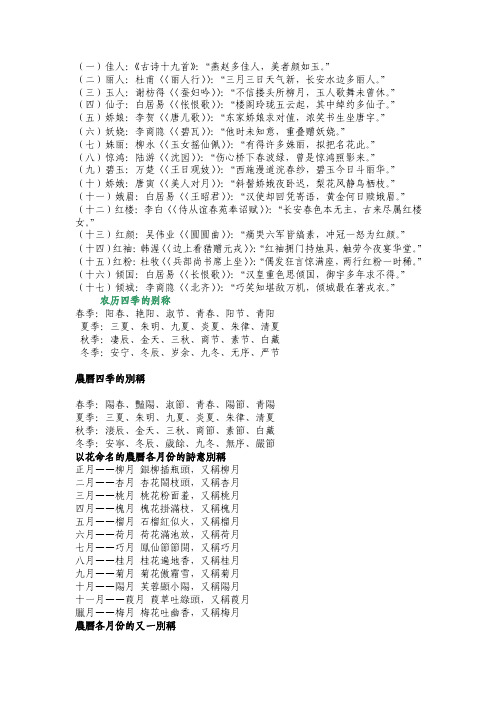 古代别称及城市别称