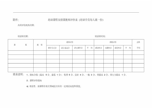 培训课程与授课教师评价表(培训学员每人填一份)