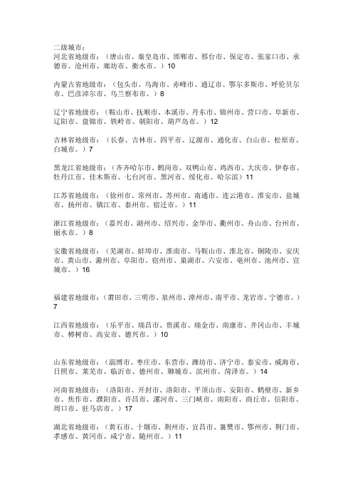 中国二线城市