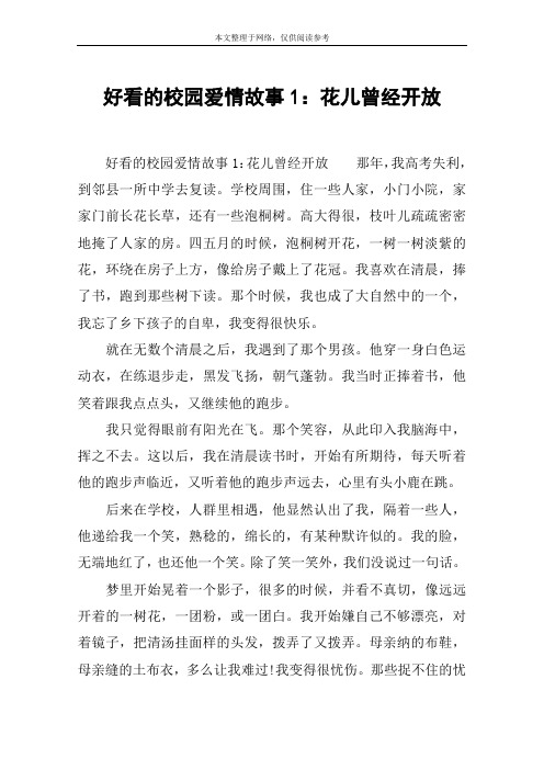 好看的校园爱情故事1：花儿曾经开放