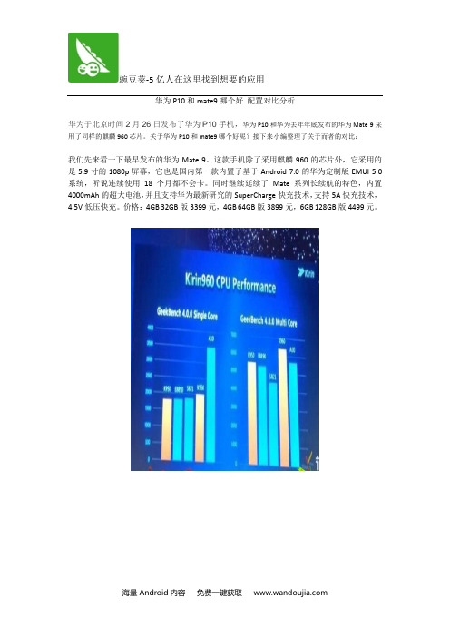 华为P10和mate9哪个好 配置对比分析