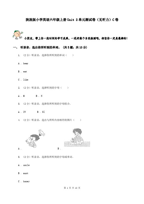 陕旅版小学英语六年级上册Unit 2单元测试卷(无听力)C卷